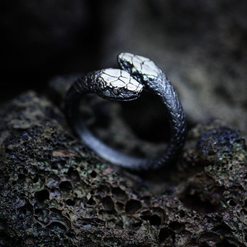 Women's & Men's Retro Double-headed Snake For Open Personalized Lizard Rings