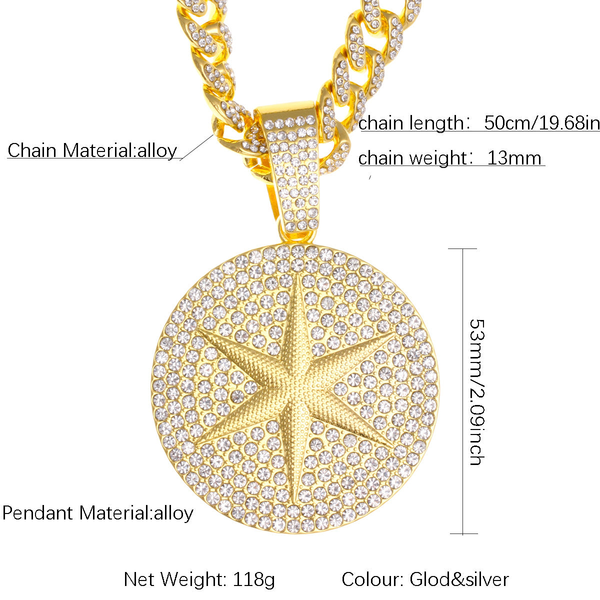 Hop Alloy Full Diamond Exaggerated Dripping Necklaces