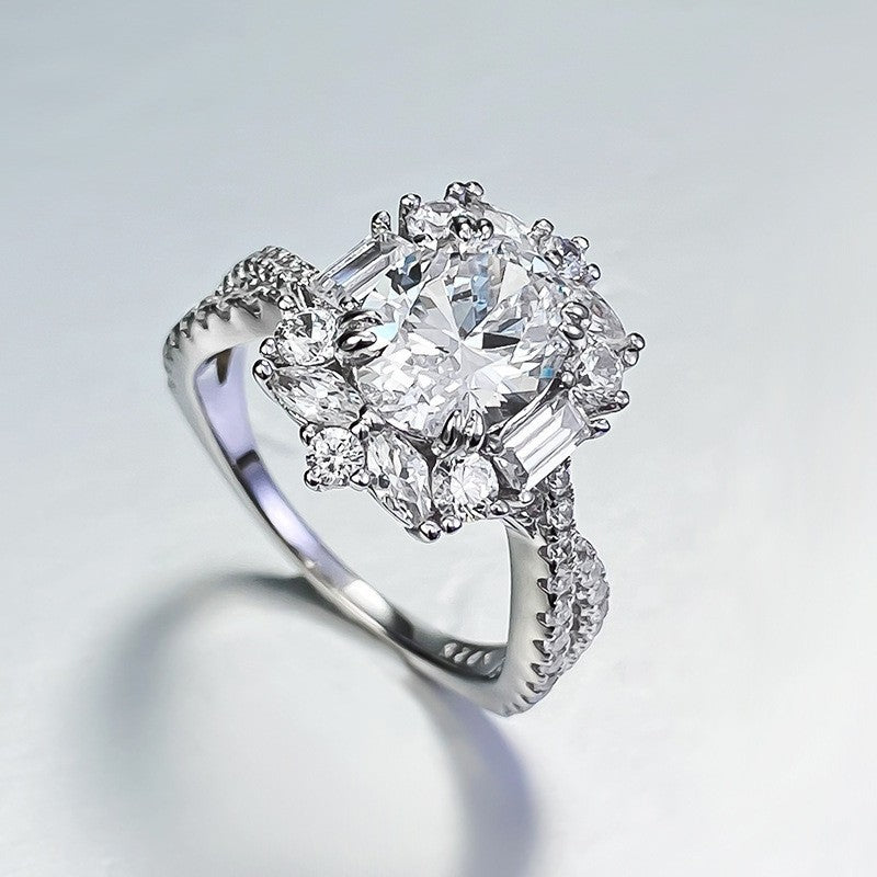 Women's Luxury Design Oval Big Diamond Carat White Ring