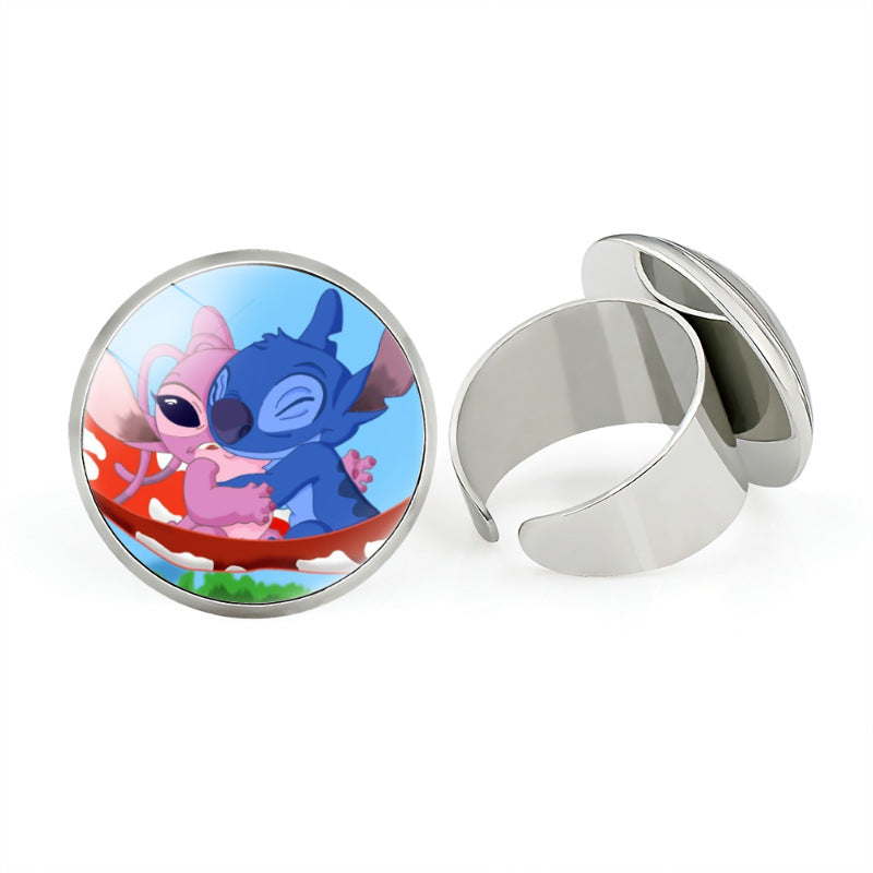 Star Stitch Cartoon Pattern Open Adjustable Rings