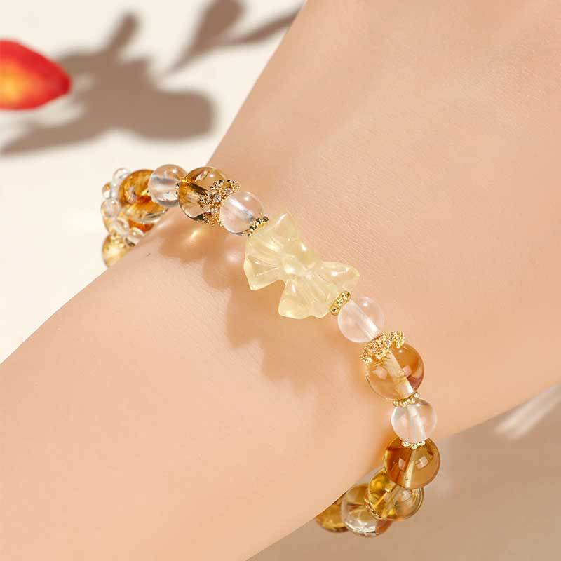 Lemon Bow Beaded Female Niche High Bracelets