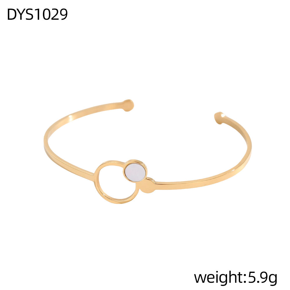 Geometric Hollow Metal Feeling Open-ended Stainless Steel Vacuum Electroplating Design Bracelets