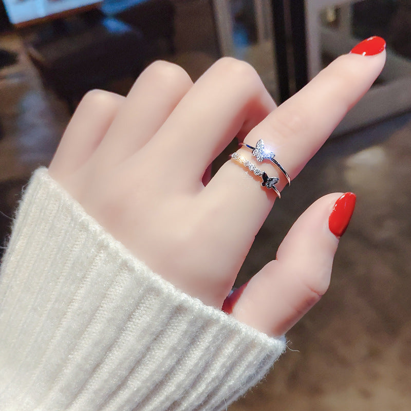 Butterfly Female Refined Rhinestone Gang Drill Rings