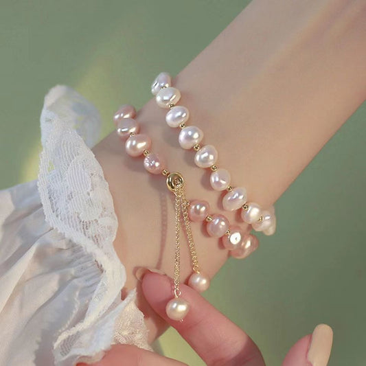 Women's Retro Irregular Freshwater Imitation Pearl Pull-out Adjustable Bracelets