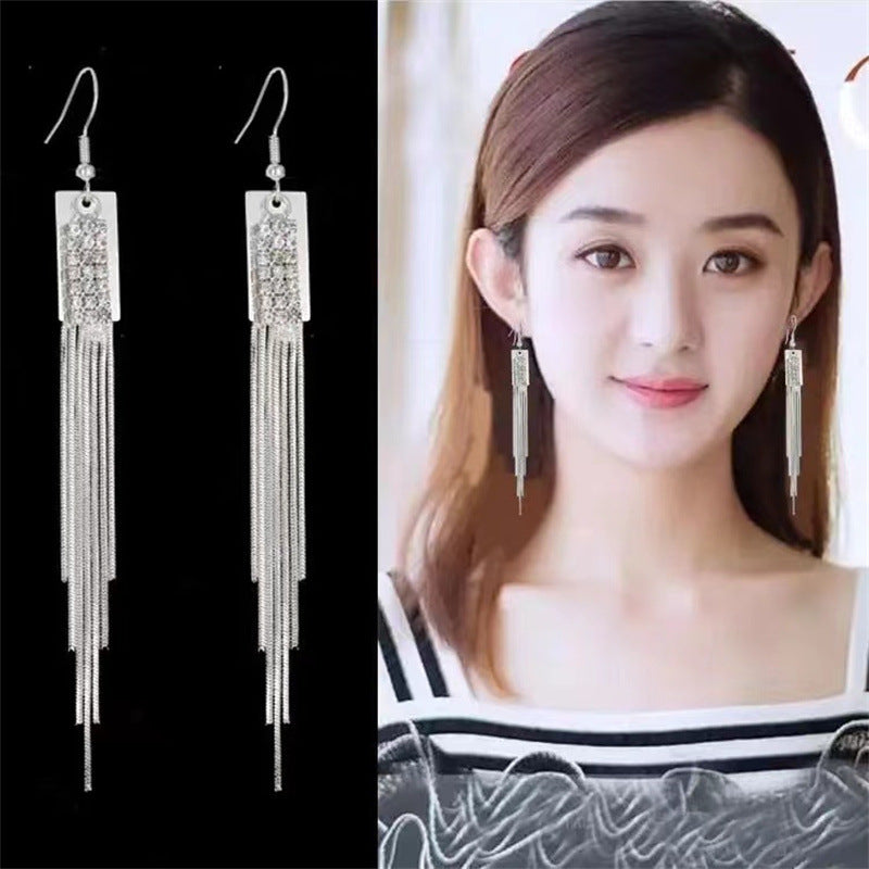 Pearl Versatile Personality Long Tassel Female Earrings