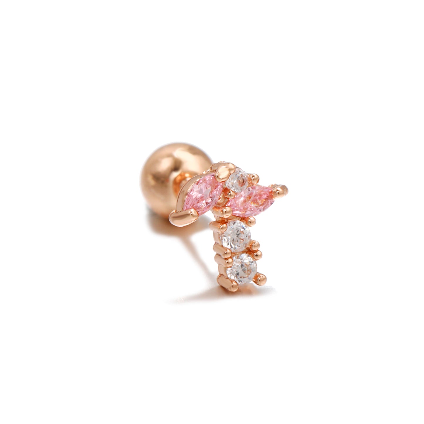 Personality Ear Bone Geometric Micro Inlaid Zircon Stainless Stud Earrings
