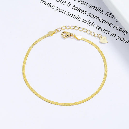 Women's Sier Flat Snake Bones Chain Minimalist Cold Elegant Bracelets