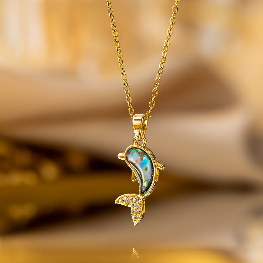 Opal Little Dolphin Female Mori Style Internet Popular Clavicle Necklaces