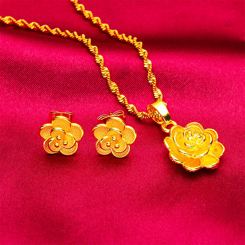 Women's Vietnam Placer Gold Fashion Sand Flower Eardrops Decorative Earrings