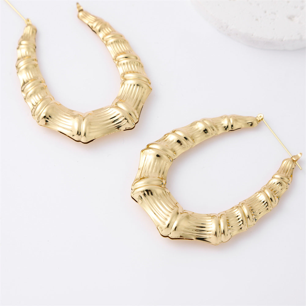 Water Drop Bamboo Hip Hop Eardrop Retro Exaggerated Rings