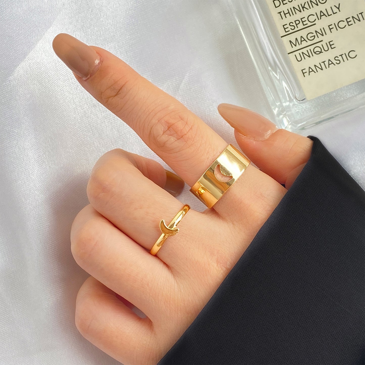 Personality Simple Twin Style Golden Spring Rings
