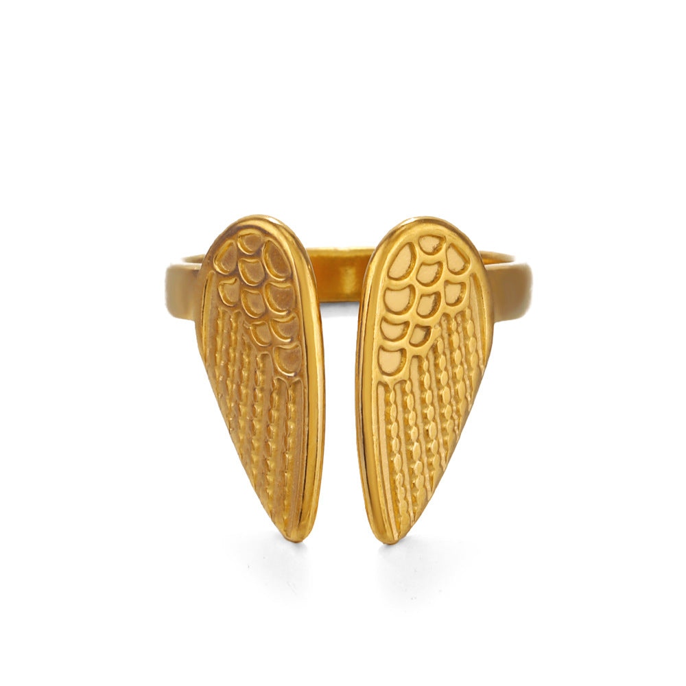 Fashion Gold-plated Stainless Steel Wings Vintage Rings