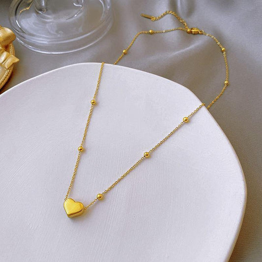 Women's Love Titanium Steel For Niche Design Golden Necklaces