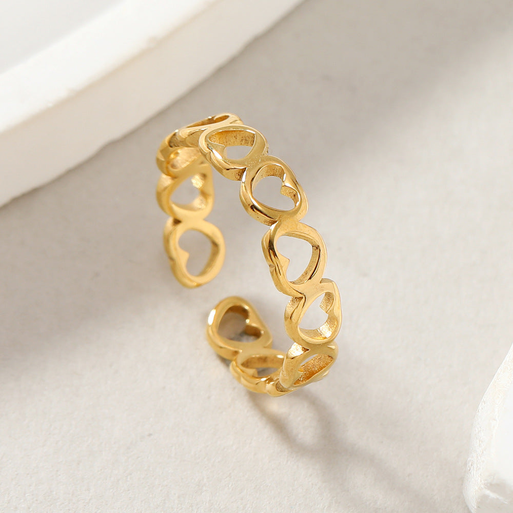 Simple Niche Front Back Heart Love Rings