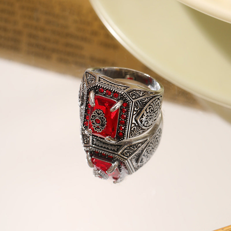Men's Ornament Retro Black Square Alloy Punk Plating Rings