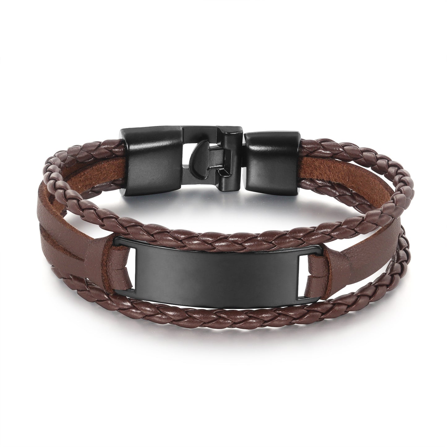 Men's Man Simple Versatile Braided Personalized Hip Hop Glossy Can Carve Bracelets
