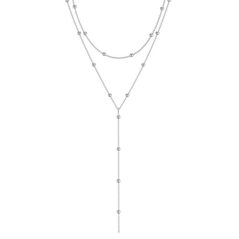 Women's Y-shaped Long Simplicity Copper Ball Bead Necklaces