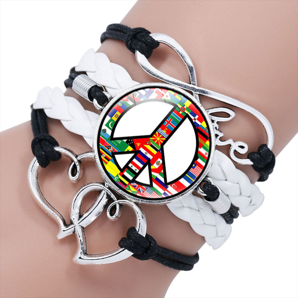 Women's & Men's Ornament Peace Label Signs Woven Combination Bracelets