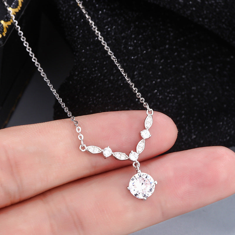 Sier Bright Zircon Set Affordable Luxury Fashion Niche Necklaces