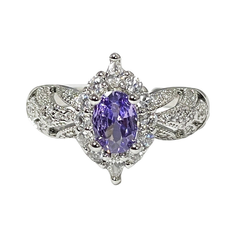 Purple Diamond Zircon High-grade Temperament Open Female Cold Style Rings