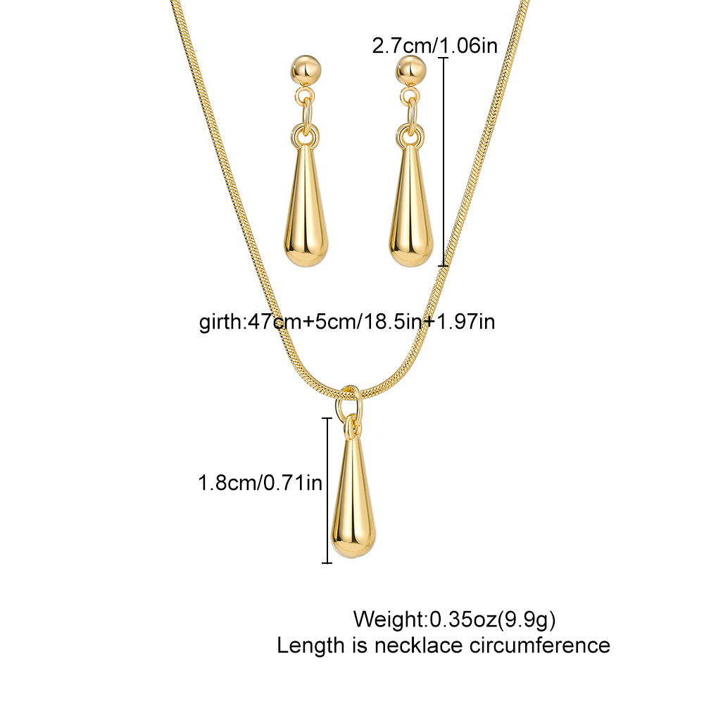Women's Fashion Metal Water Drop Ear Design Exquisite Jewelry Set