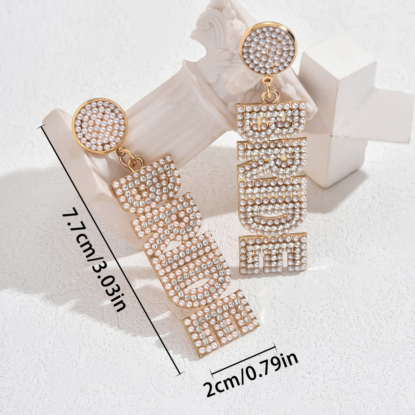 Sweet Korean Style Minimalist Pearl English Letters Earrings