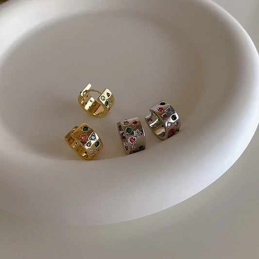 Sweet Colorful Copper Zircon Ear Clip Earrings