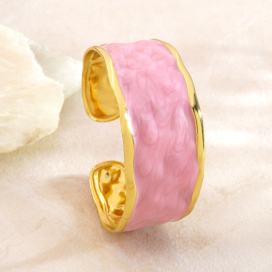 Steel Oil Dripping Cherry Special Interest Light Luxury Flowers Openings Bracelet