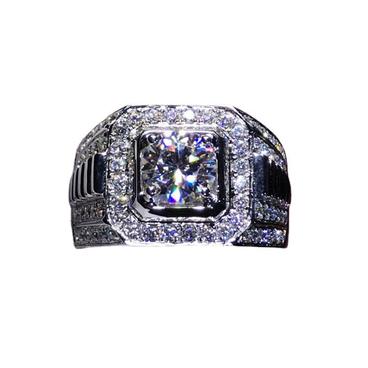 Women's & Men's Round Zircon Full Diamond Fashion Wedding Banquet Rings