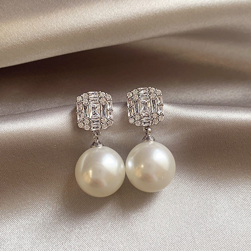 Zircon Pearl Korean Style Light Luxury High-grade Earrings