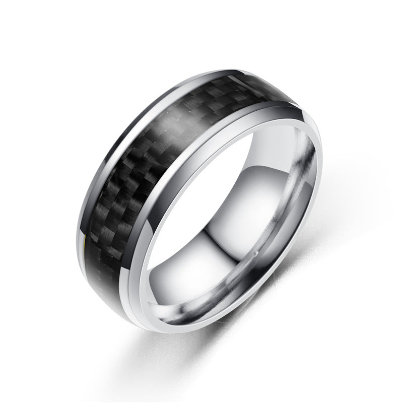 Fashion Personality Carbon Fiber Titanium Steel Rings