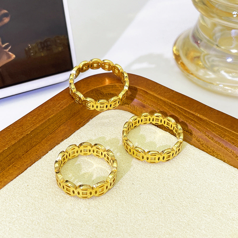 Hollow Coin Fashion Metal Simplicity Temperament Wild Rings