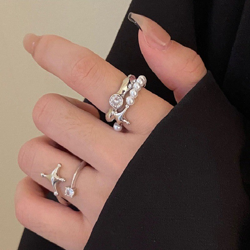 Cold Wind Irregular Texture Suit Set Rings