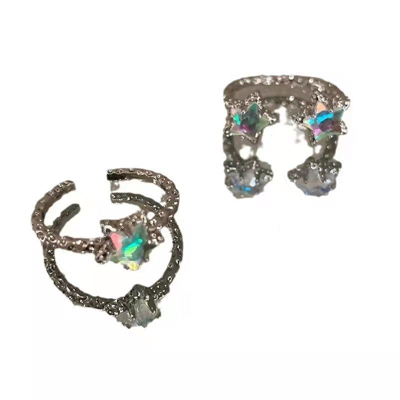 Fantasy Gradient Female Niche Design Five-pointed Star Index Rings