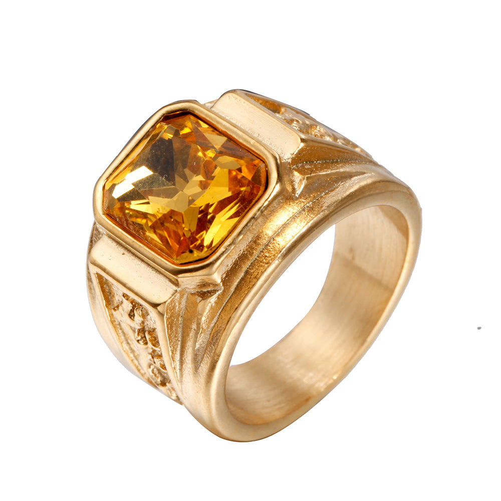 Men's Vintage Gem Dragon Titanium Steel Diamond Ring