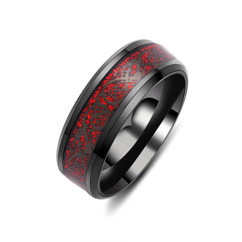 Men's Inlaid Dragon Pattern Titanium Steel Stainless Rings