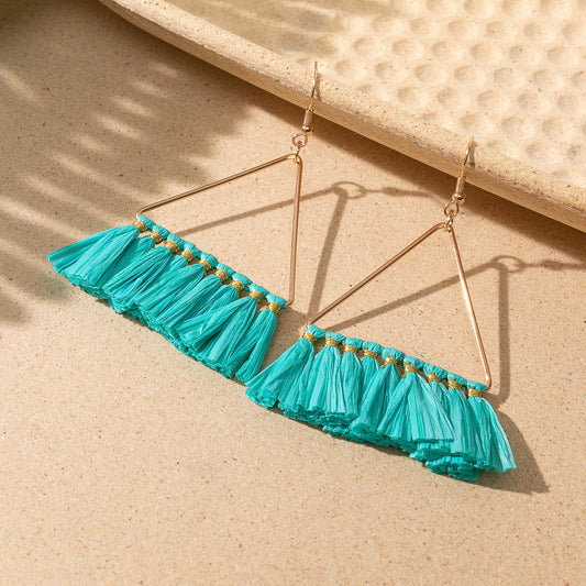 Women's Style Woven Raffia Design Sense Niche Earrings