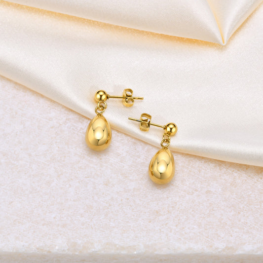 Women's Steel Water Drop For Gold French Earrings