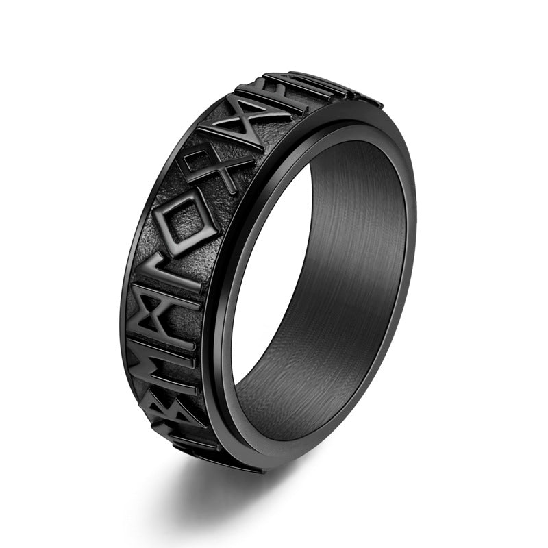 Men's Nordic Style Viking Text Stainless Steel Rings