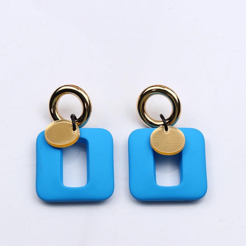 Women's Simple Fashion Personality Mature Square Hollow Earrings