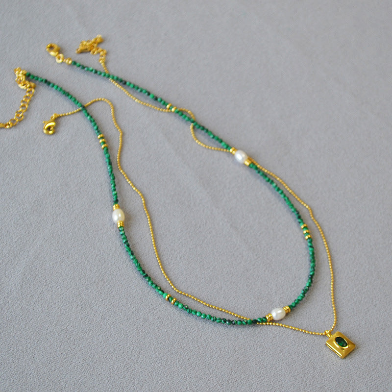 French Minority Literary Vintage Malachite Beaded Pendants