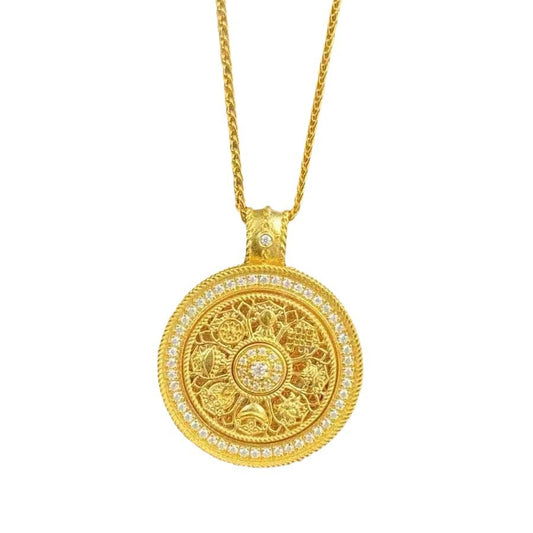 Gold Rotatable Compass Female Disc Hollow Necklaces