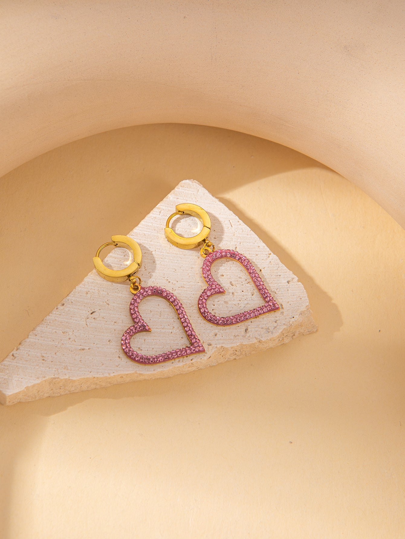 Women's Female With Hearts Zircon Light Luxury Design Earrings
