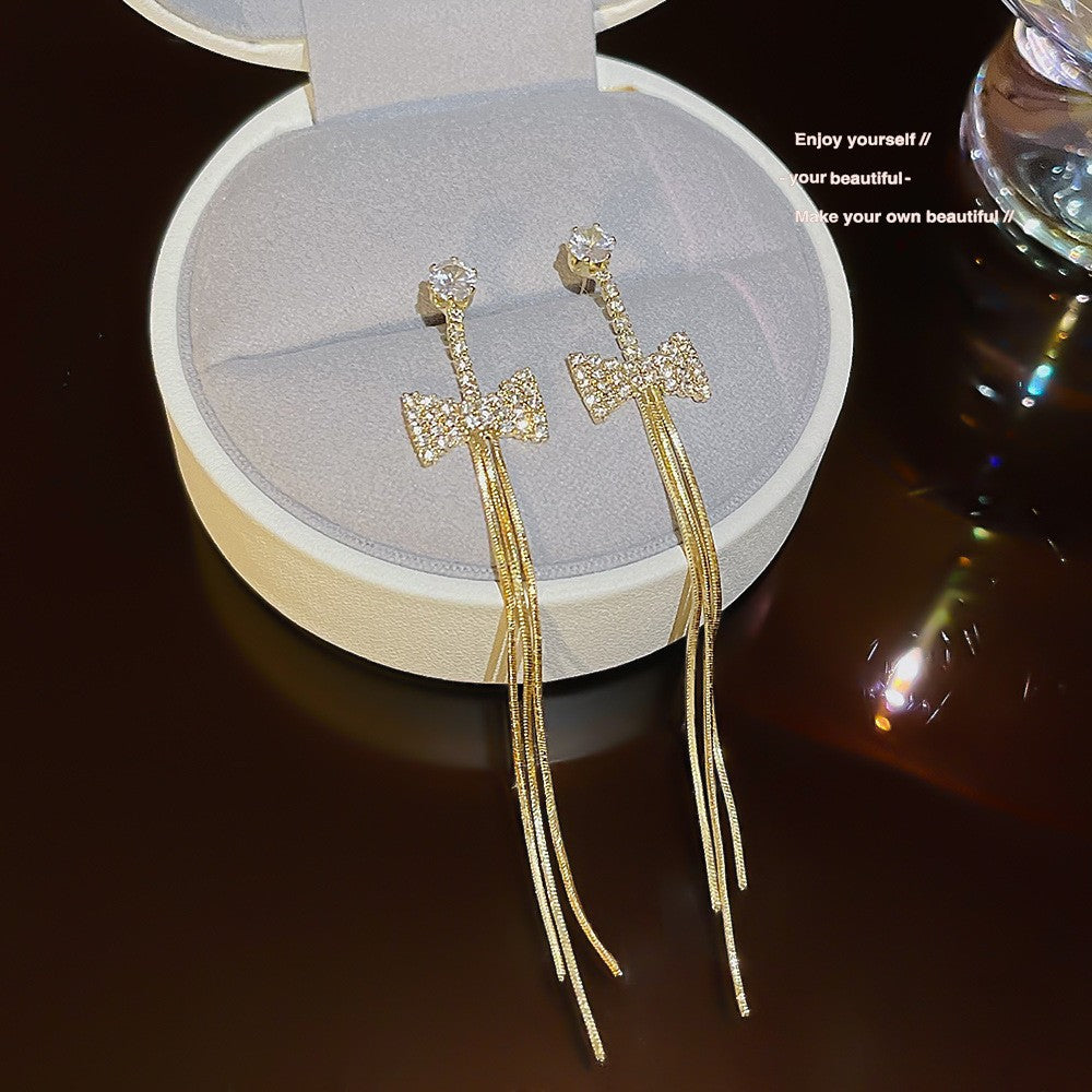 Needle Elegant Tassel Advanced Simple Thin Earrings