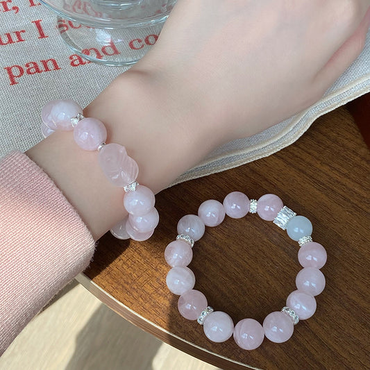 Fresh Fairy Style Pink Crystal Cat Cream Cold Feeling Bracelets