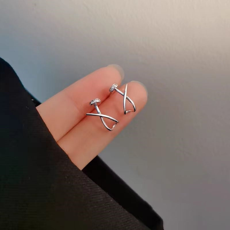 Women's Cross Design High-grade Elegant Square Round Face Stud Earrings