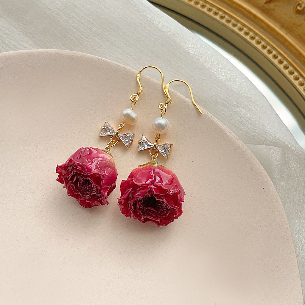 Flower French Retro Natural Dried Special Earrings