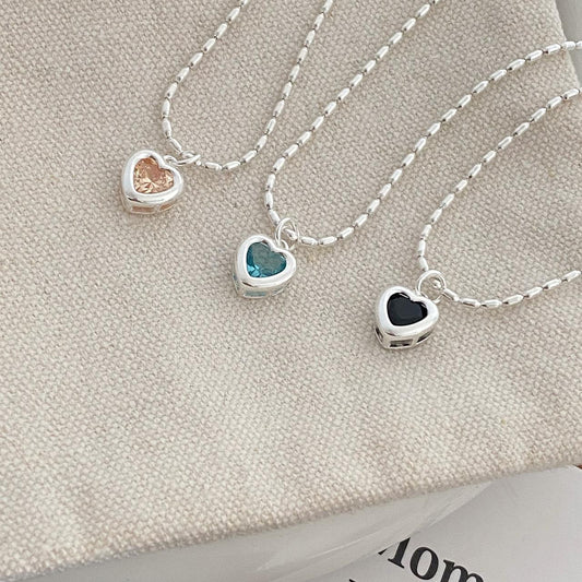 Beads Grain Micro Heart-shaped Zircon Female Clavicle Necklaces