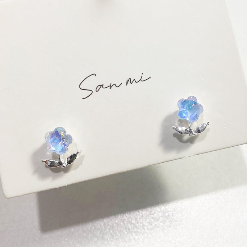 Fresh Plain Sier Plated Bow Female Small Simple Stud Earrings