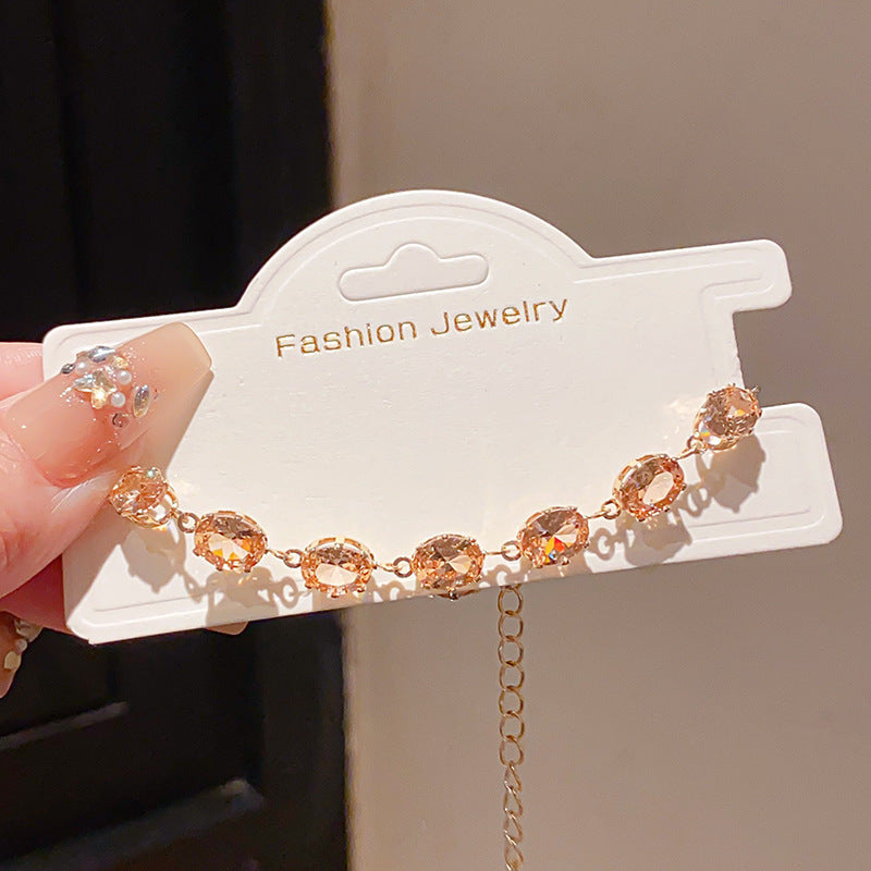 Pink Heart Diamond Flower Light Luxury Minority High Sense Fashion Bracelet